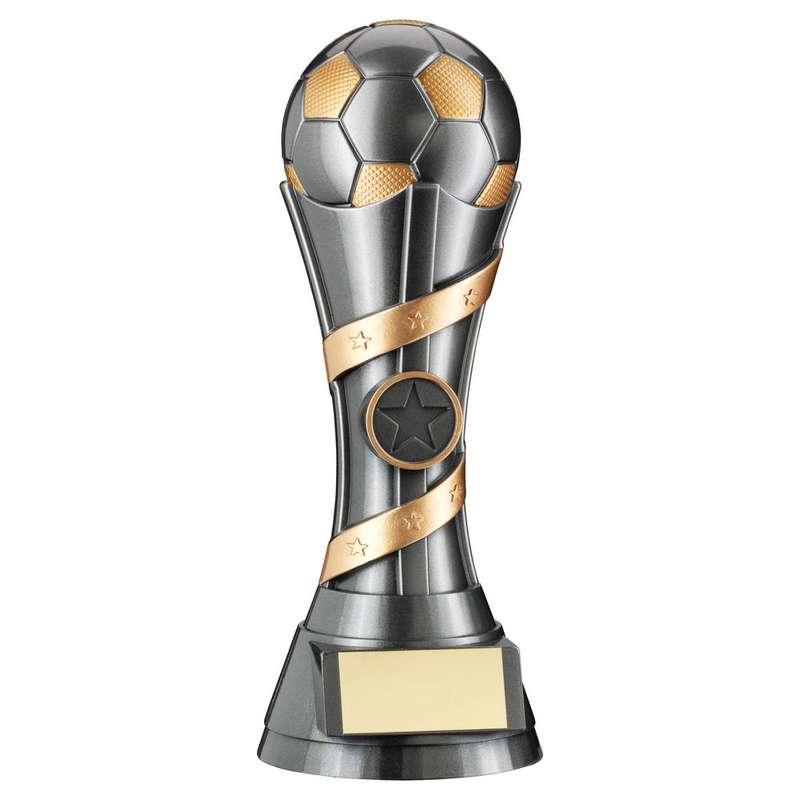 GUNMETAL GREY/GOLD FILLED PLASTIC FOOTBALL COLUMN WITH PLATE (1in CEN) – 7.5in