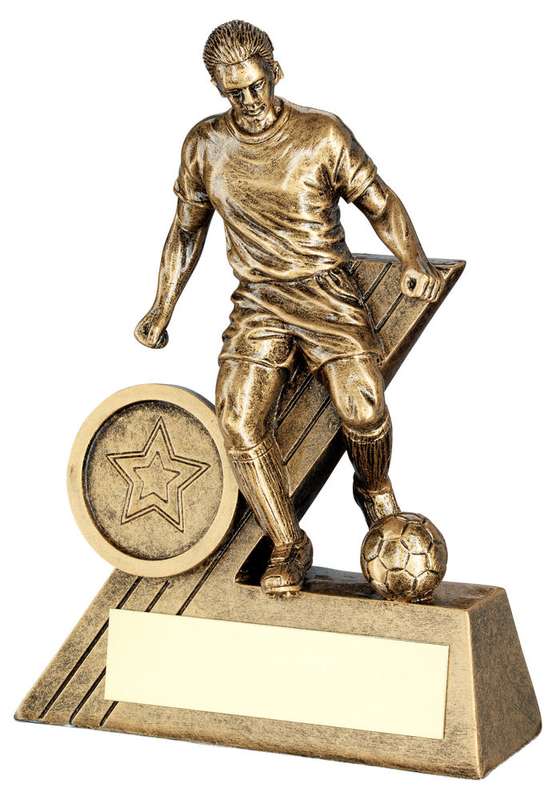 BRZ/GOLD MALE FOOTBALL MINI FIGURE WITH PLATE (1in CENTRE) – 4in
