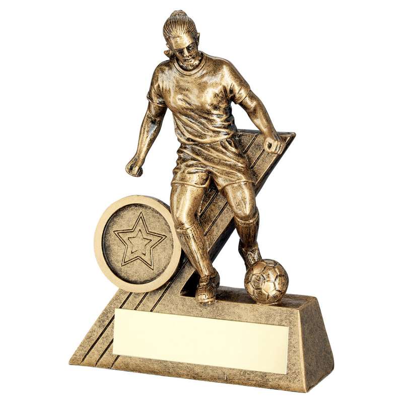 BRZ/GOLD FEMALE FOOTBALL MINI FIGURE WITH PLATE (1in CENTRE) – 4in