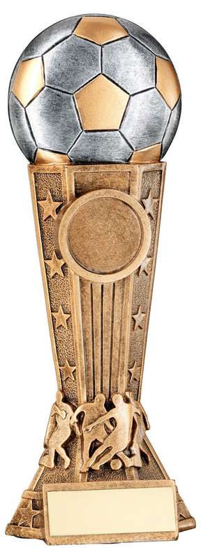 BRZ/PEW/GOLD FOOTBALL ON SILHOUETTE COLUMN WITH PLATE (1in CEN) – 5.75in