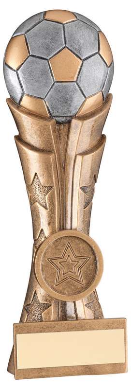 BRZ/PEW/GOLD FOOTBALL ON FLUTED FLATBACK WITH PLATE (1in CENTRE) – 5in