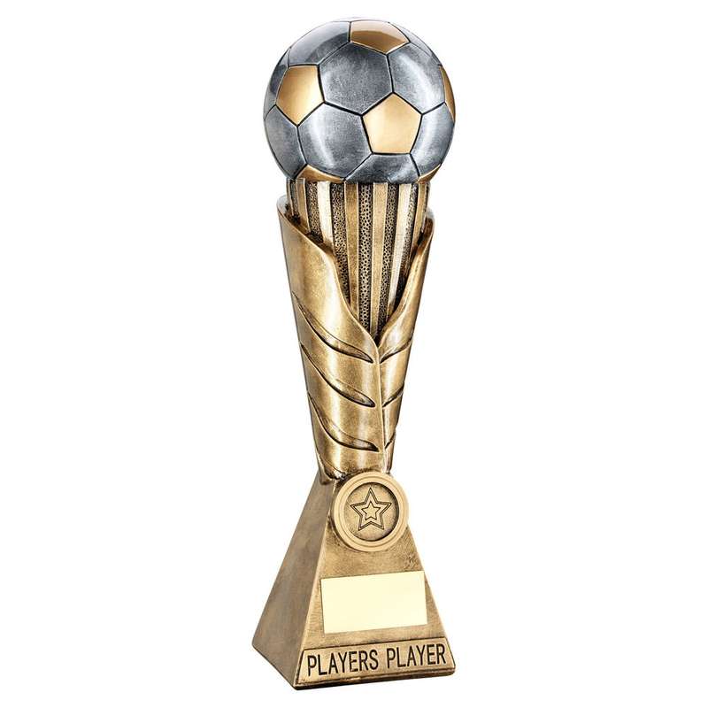BRZ/PEW/GOLD FOOTBALL ON LEAF COLUMN WITH PLATE (1in CEN) PLAYERS PLAYER – 12″