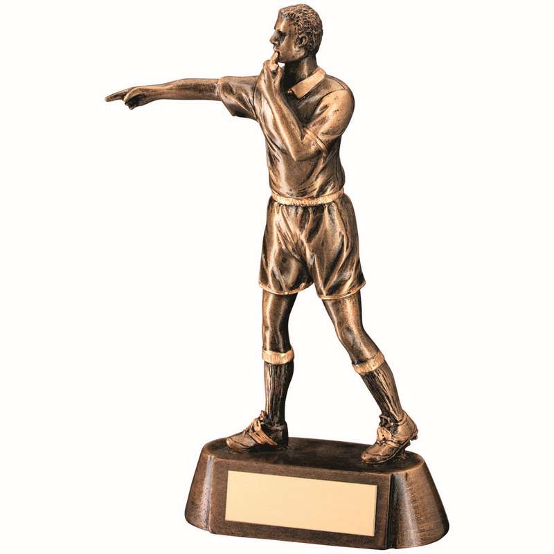 BRZ/GOLD RESIN REFEREE FIGURE WITH PLATE – 6.75in