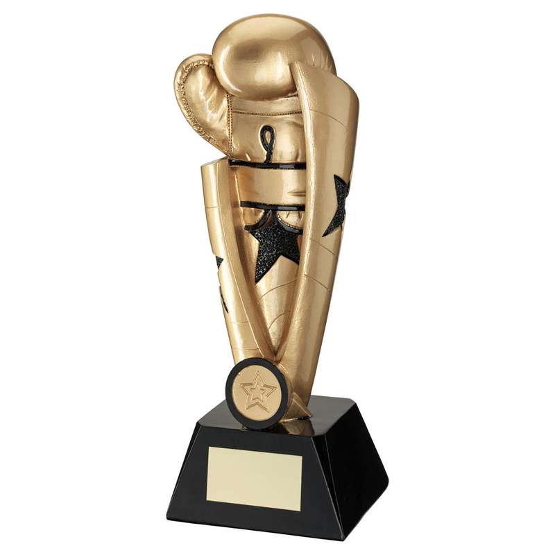 GOLD/BLACK BOXING STAR COLUMN WITH PLATE (1in CENTRE) – 7.25in