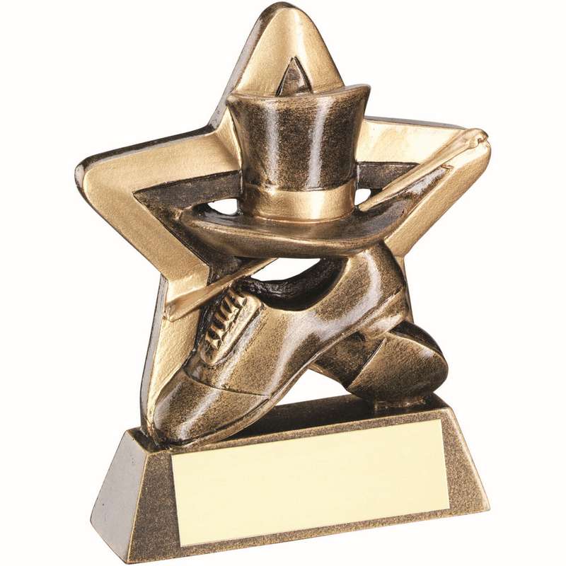 BRZ/GOLD TOP HAT/GLOVES/CANE MINI STAR WITH PLATE – 3.75in