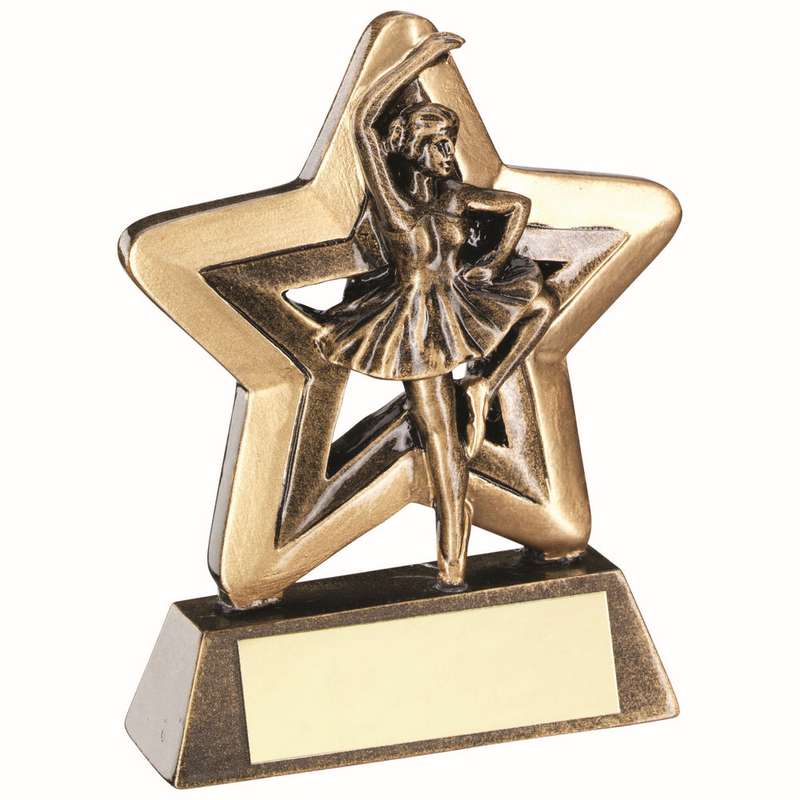 BRZ/GOLD BALLET MINI STAR WITH PLATE – 3.75in