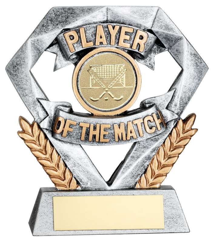 PEW/GOLD PLAYER OF THE MATCH MINI DIAMOND WITH HOCKEY INSERT & PLATE – 4in