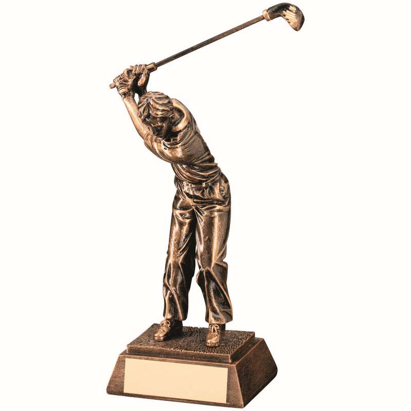 BRZ/GOLD RESIN MALE BACK SWING GOLF WITH PLATE – 6in