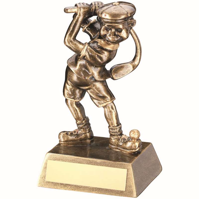 BRZ/GOLD MALE COMIC GOLF FIGURE WITH PLATE – 5.5in