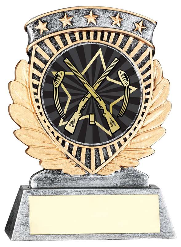 PEW/GOLD 5 STAR HOLDER WITH VINYL SHOOTING INSERT & PLATE – 3.75in