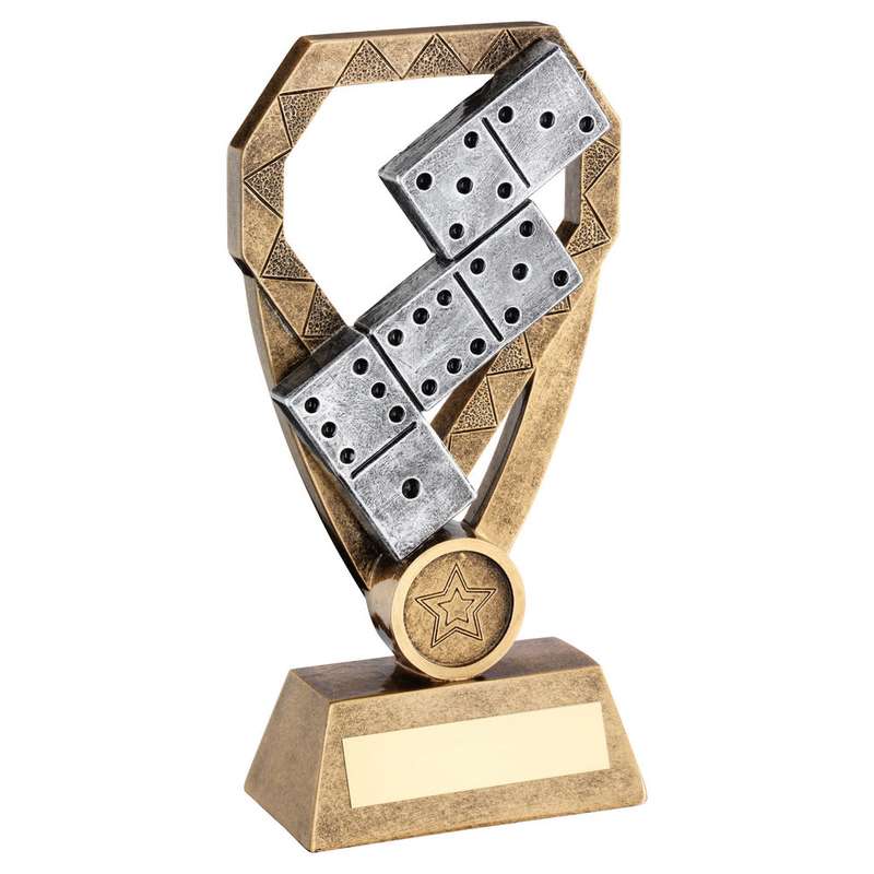 BRZ/PEW/GOLD DOMINOES ON DIAMOND WITH PLATE (1in CENTRE) – 6in