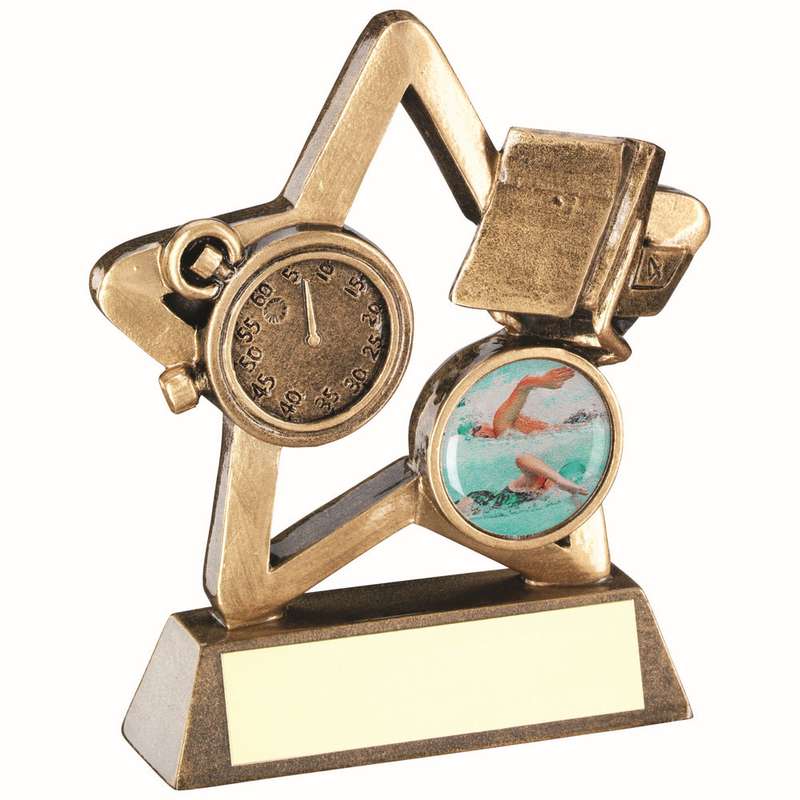 BRZ/GOLD SWIMMING MINI STAR WITH PLATE (1in CENTRE) – 3.75in