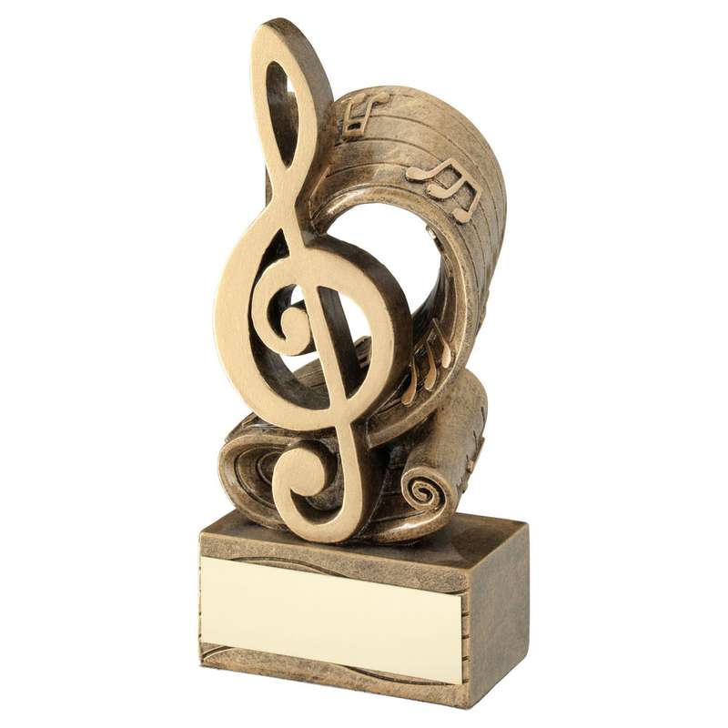 BRZ/GOLD MUSIC NOTE AND SCORE WITH PLATE – 6in
