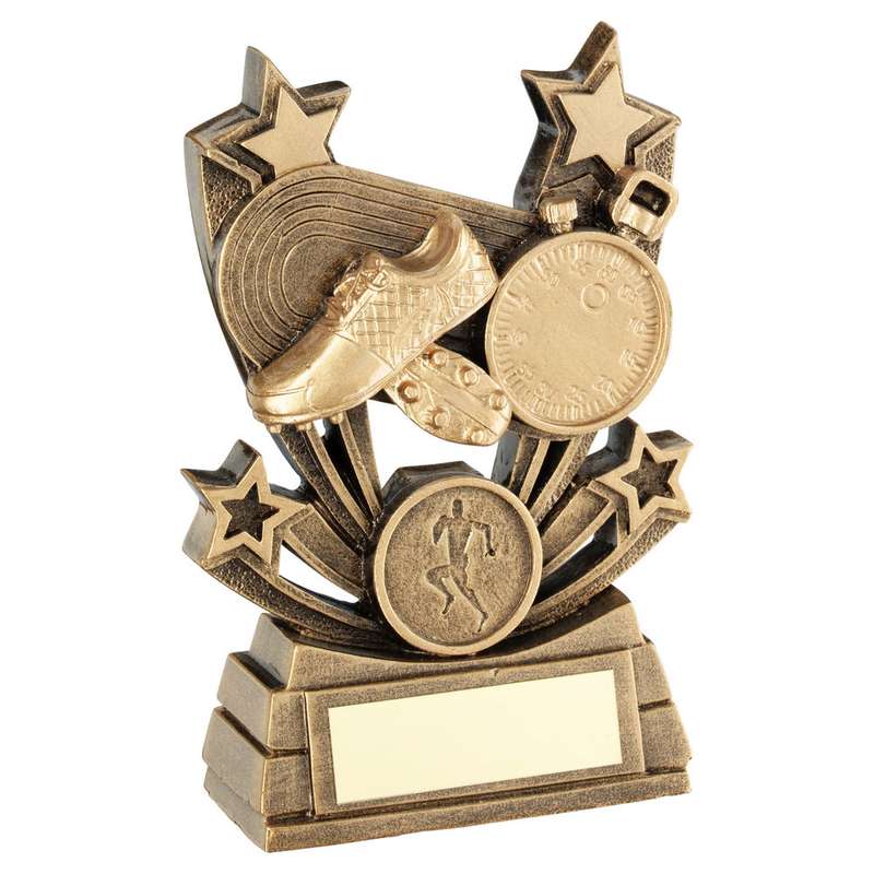BRZ/GOLD SHOOTING STAR SERIES ATHLETICS WITH PLATE (1in CENTRE) – 4in
