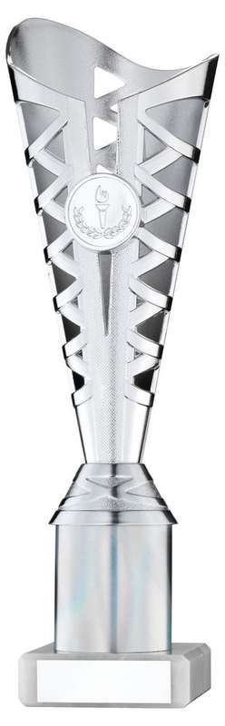 SILVER PLASTIC TITAN CUP ASSEMBLED ON MARBLE (1in CEN) – 9.75in