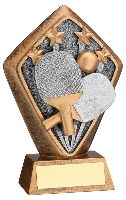 BRZ/GOLD DIAMOND HOLDER WITH TABLE TENNIS DISC WITH PLATE – 5.25in
