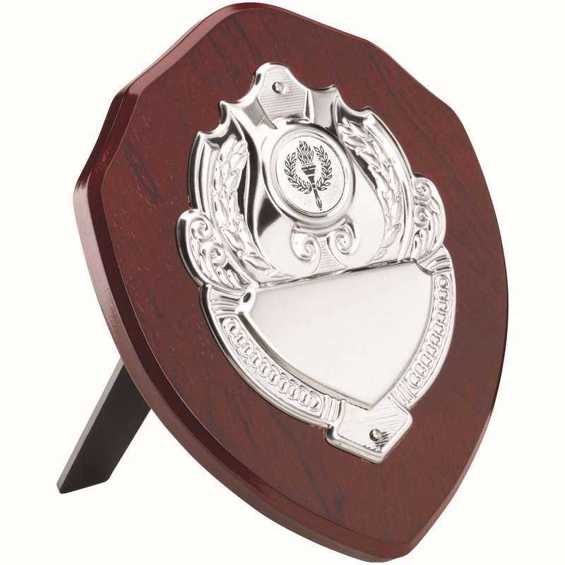 ROSEWOOD SHIELD WITH CHROME FRONT (1in CENTRE) – 7in