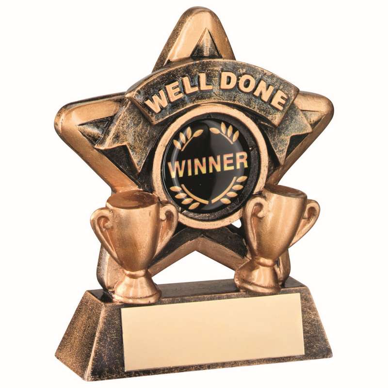 BRZ/GOLD MINI STAR WELL DONE WITH PLATE (1in CENTRE) – 3.75in
