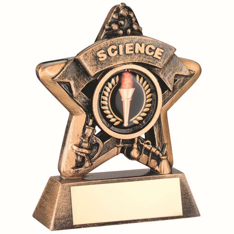 BRZ/GOLD MINI STAR SCIENCE WITH PLATE (1in CENTRE) – 3.75in