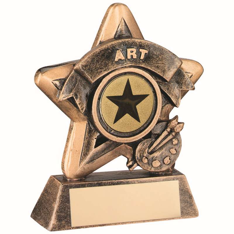 BRZ/GOLD MINI STAR ART WITH PLATE (1in CENTRE) – 3.75in