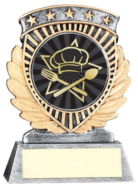 PEW/GOLD 5 STAR HOLDER WITH VINYL COOKING INSERT & PLATE – 3.75in