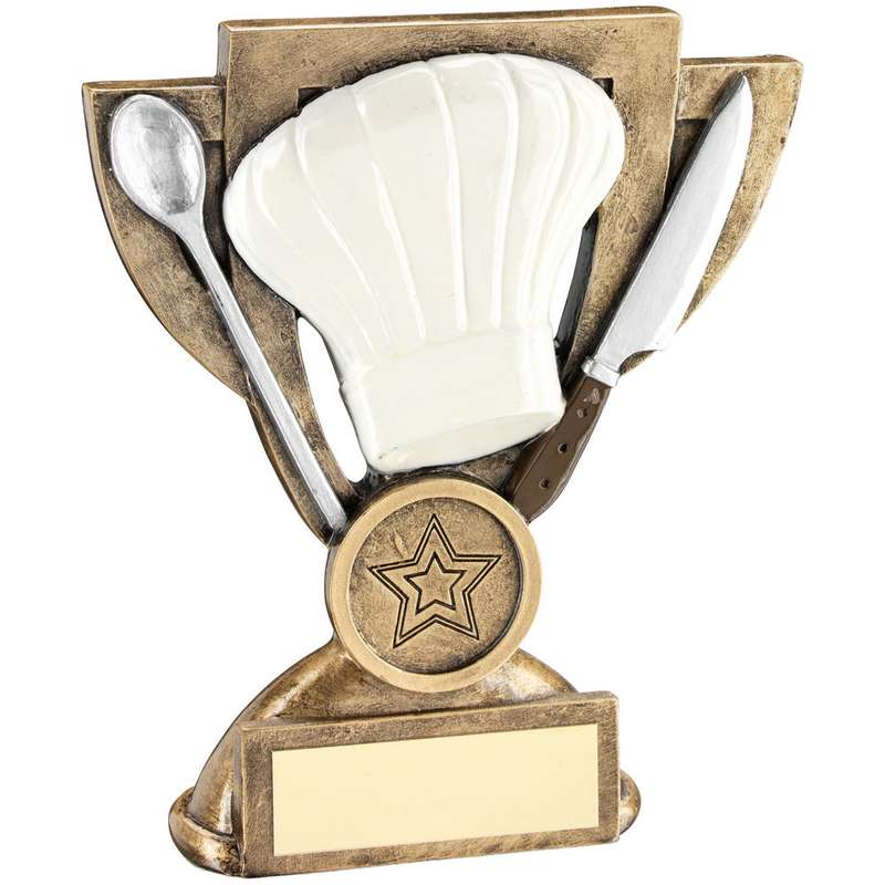 BRZ/WHITE/SILVER COOKING MINI CUP WITH PLATE (1in CENTRE) – 5in