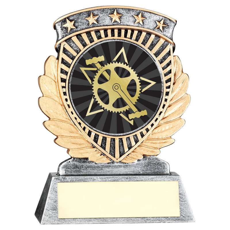 PEW/GOLD 5 STAR HOLDER WITH VINYL CYCLING INSERT & PLATE – 3.75in