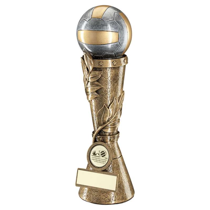 BRZ/PEW/GOLD VOLLEYBALL LEAF COLUMN WITH PLATE (1in CENTRE) – 7in