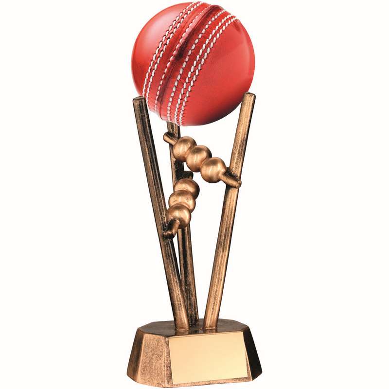 BRZ/GOLD RESIN CRICKET BALL HOLDER – 6.5in