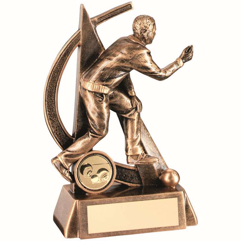 BRZ/GOLD MALE LAWN BOWLS GEO FIGURE WITH PLATE (1in CENTRE) – 5.75in