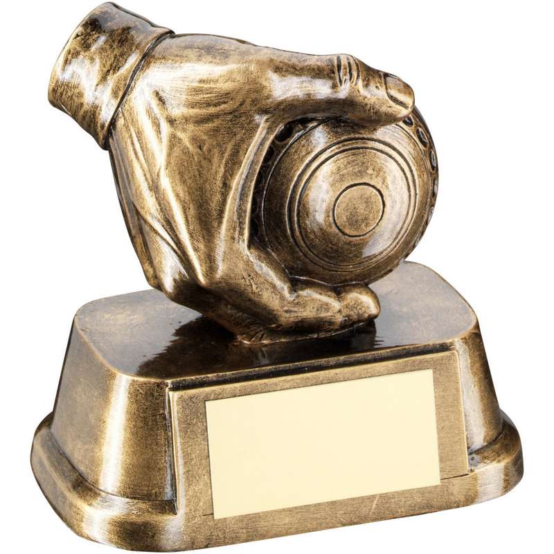 BRZ/GOLD LAWN BOWL IN HAND WITH PLATE – 3.5in