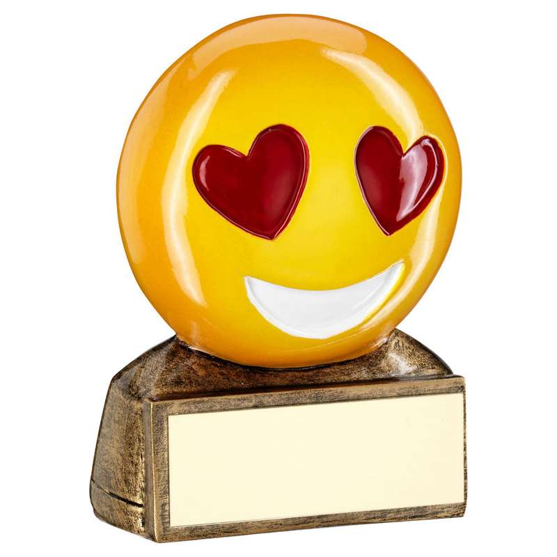 BRZ/YELLOW/RED HEART EYES EMOJI FIGURE WITH PLATE – 2.75in