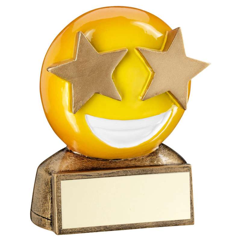 BRZ/YELLOW STAR EYES EMOJI FIGURE WITH PLATE – 2.75in