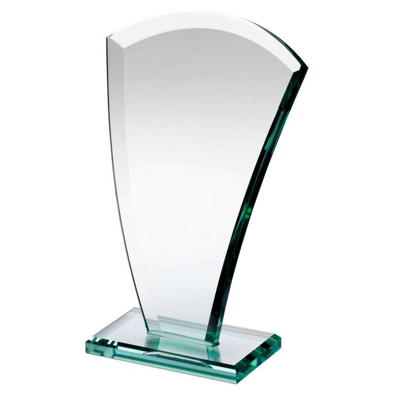 JADE GLASS CURVED V PLAQUE (10mm THICK) – 6.5in