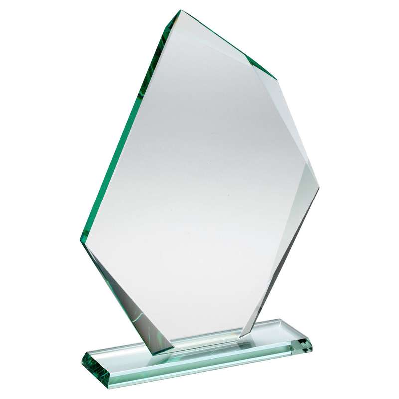 JADE GLASS OFFSET DIAMOND PLAQUE (10mm THICK) – 7.75in