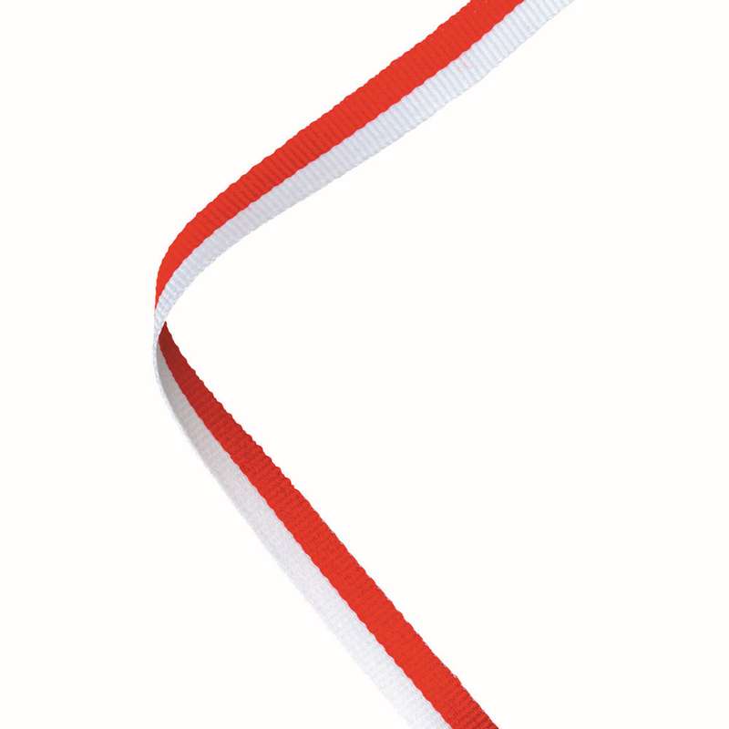 NARROW MEDAL RIBBON RED/WHITE – 30 x 0.4in