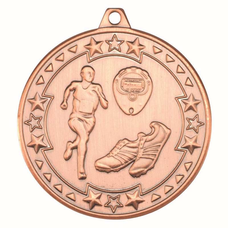 RUNNING TRI STAR MEDAL BRONZE - 2in