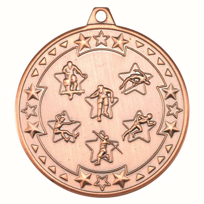 MULTI ATHLETICS TRI STAR MEDAL BRONZE - 2in