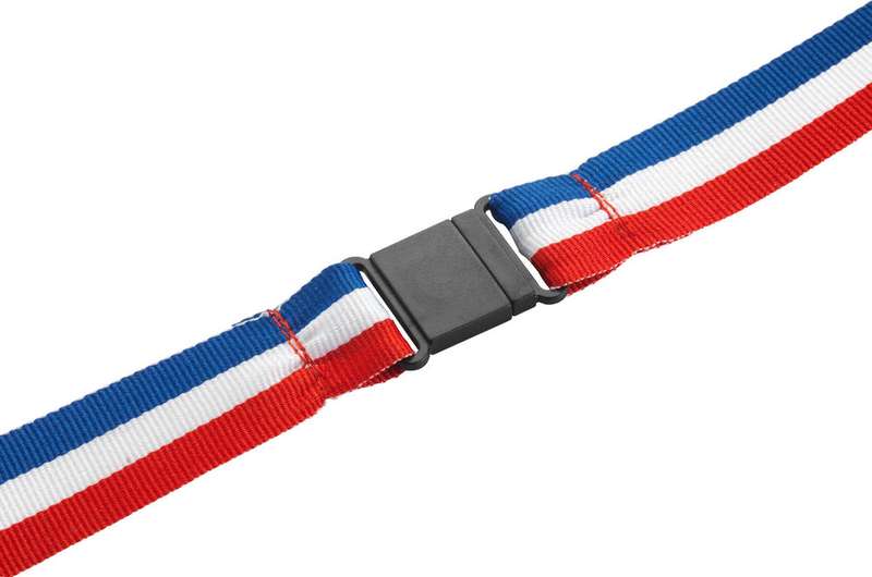 MEDAL RIBBON R/W/B WITH PLASTIC SAFETY CLIP – 30 X 0.875in