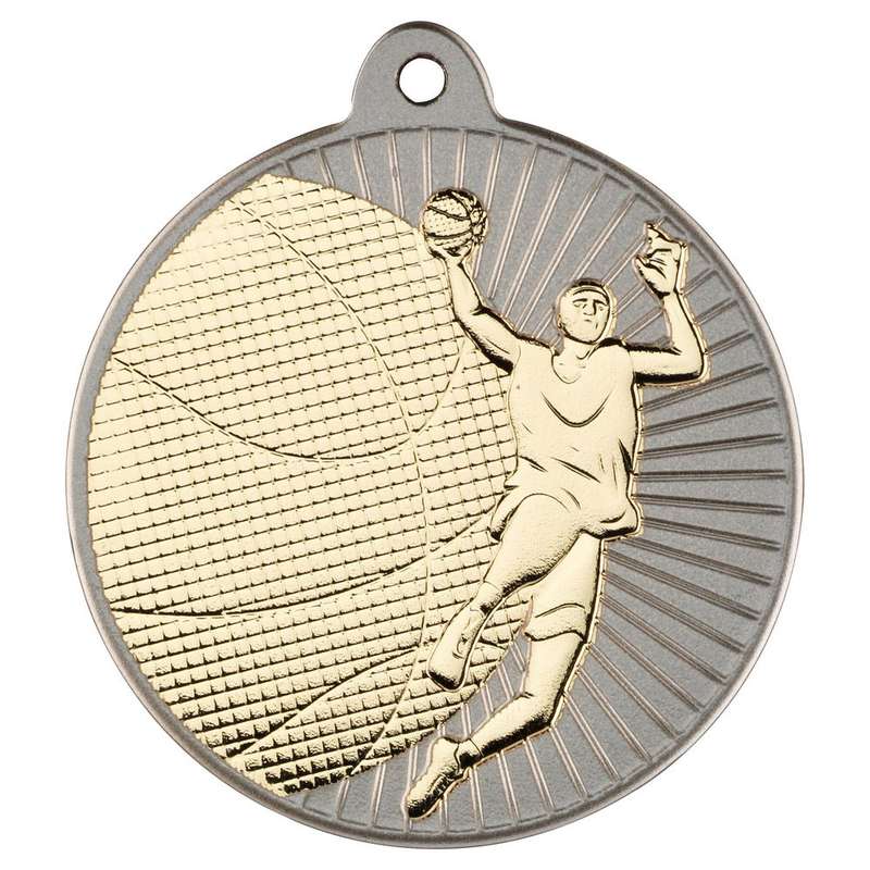 BASKETBALL TWO COLOUR MEDAL MATT SILVER/BRONZE – 2in