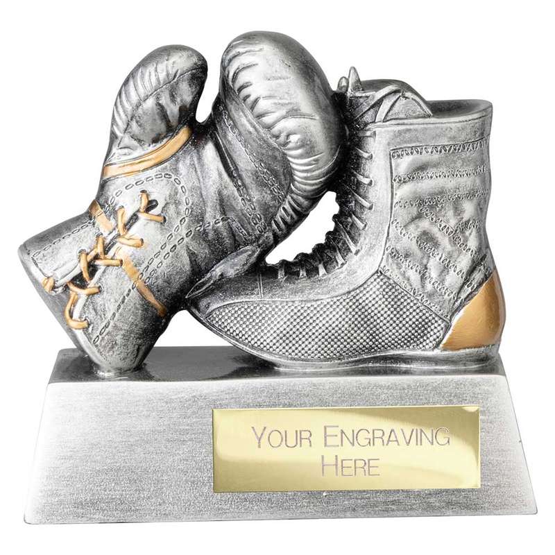 Power Boxing Resin Award Antique Silver