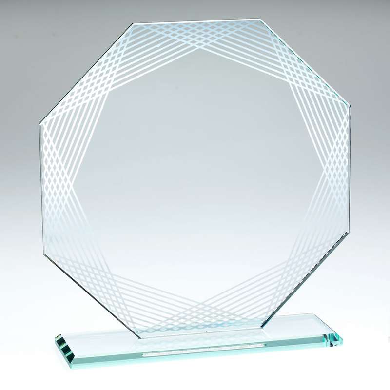 JADE GLASS OCTAGON + SILVER LINED EDGES (4mm THICK) – 6.25in