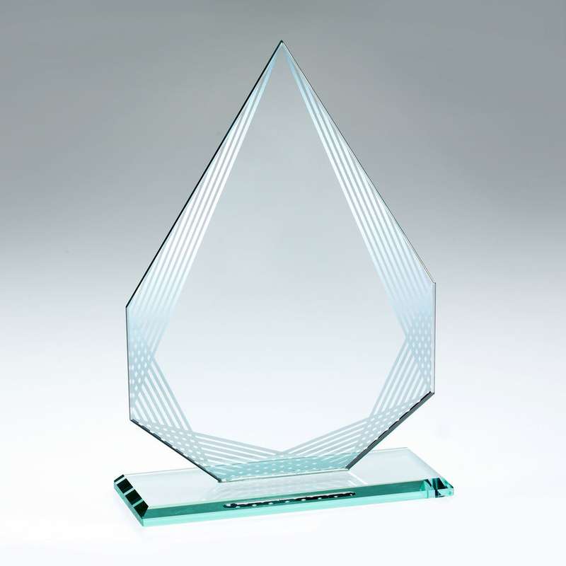 JADE GLASS DIAMOND + SILVER LINED EDGES (4mm THICK) – 6.5in