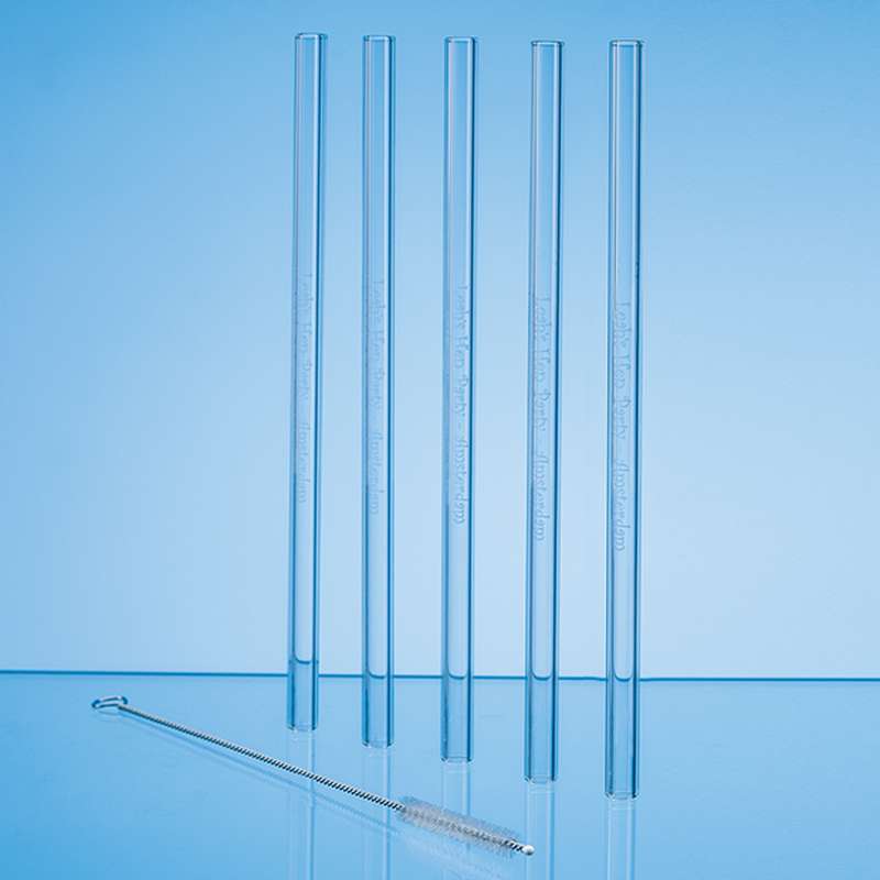 Set of 6 Glass Drinking Straws & Cleaning Brush