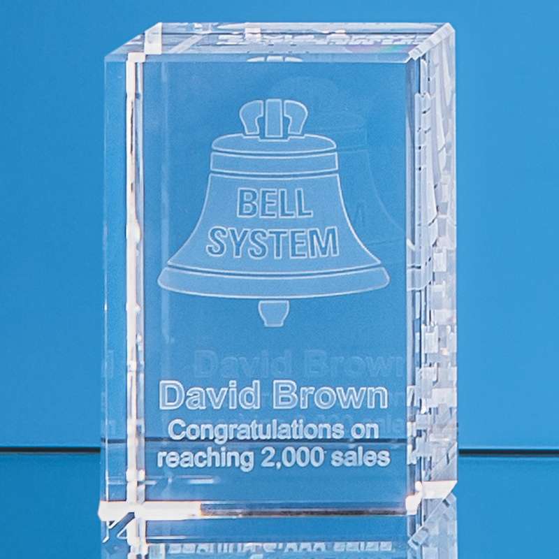 8cm x 5cm x 5cm Optical Crystal Rectangle, H or V