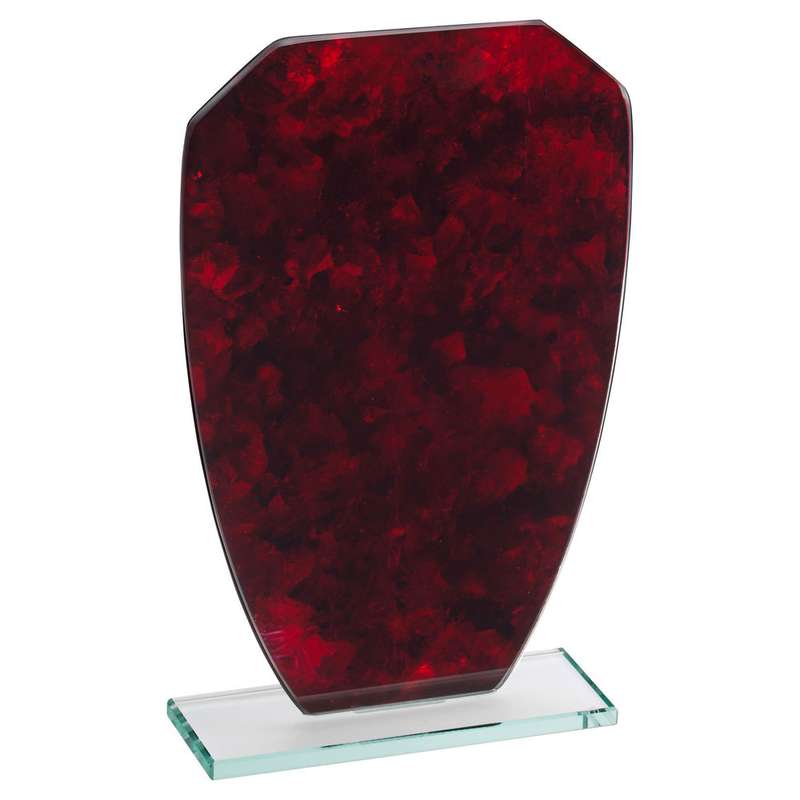 RED MARBLE BACKED JADE GLASS SHIELD (4mm THICK) – 6.5in